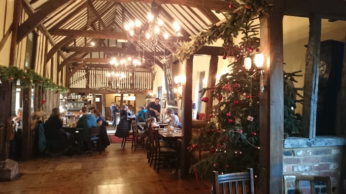 the Refectory Godalming interior grand restaurant area with half timbers